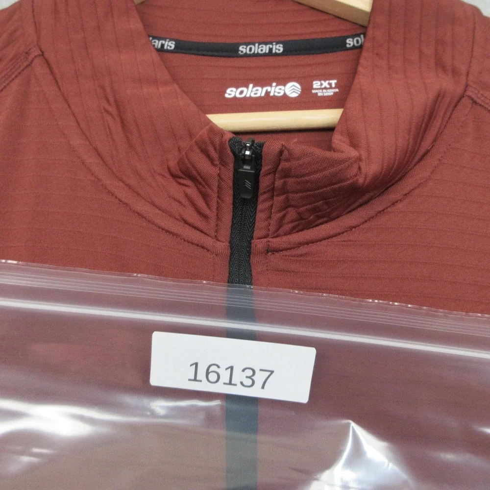 Solaris 1/4 Zip Active Pullover Men 2XLT Rust Stretch Casual Performance Golf